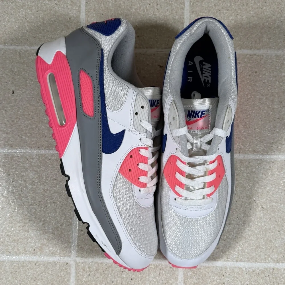 Nike Air Max 90 Womens Sneakers White Pink Blue Size 14.5W / 13M CT1887-100